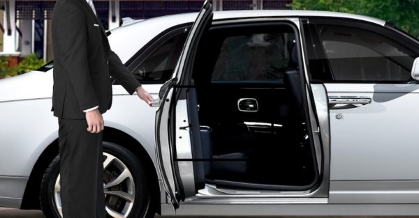 Limo,Driver,Opening,White,Car,Door